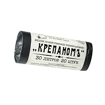 Мешки для мусора 30 л, черные, в рулоне 20 шт., ПНД, 7 мкм, 560х440 мм, Крепаномъ, 4607075710580 в Архангельске