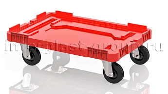 Тележка пластиковая сплошная без тормозов красная в Архангельске