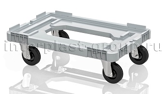 Тележка пластиковая с отверстием без тормозов усиленная серая в Архангельске Тележка пластиковая с отверстием без тормозов усиленная серая в Архангельске