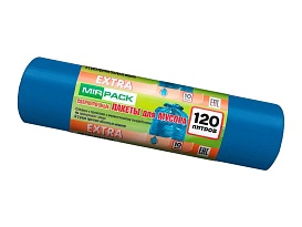 Мешки для мусора 120 л, синие, в рулоне 10 шт., ПНД, 14 мкм, 1100х700 мм, EXTRA, ex1201802 в Архангельске
