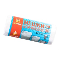 Мешки для мусора 30 л, белые, в рулоне 30 шт., ПНД, 5 мкм, 560х480 мм, Эконом, МЭ2585 (МНЭ 30-30б) в Архангельске