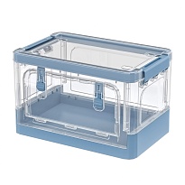 Ящик пластиковый складной прозрачный, дно синее, 360х235х230 мм, с колесиками в Архангельске Ящик пластиковый складной прозрачный, дно синее, 360х235х230 мм, с колесиками в Архангельске