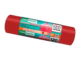 Мешки для мусора 120 л, красные, в рулоне 10 шт., ПНД, 14 мкм, 1100х700 мм, EXTRA, ex1201805 в Архангельске