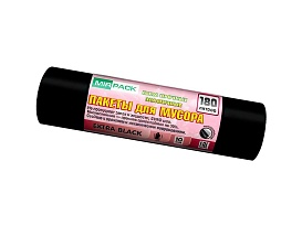 Мешки для мусора 180 л, ароматизированные, черные, в рулоне 10 шт., ПВД, 50 мкм, 1100х930 мм, EXTRA black, 18008301 в Архангельске