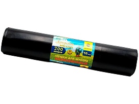 Мешки для мусора 200 л, ароматизированные, черные, в рулоне 10 шт., ПВД, 100 мкм, 1200х800 мм, Добрыня, Dob20010black в Архангельске