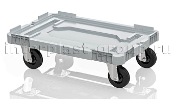 Тележка пластиковая сплошная без тормозов усиленная серая в Архангельске Тележка пластиковая сплошная без тормозов усиленная серая в Архангельске