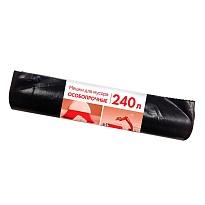 Мешки для мусора 240 л, черные, в рулоне 10 шт., ПВД 100 мкм, 1350х900 мм, Концепция Быта, 603887 в Архангельске