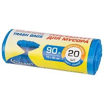 Мешки для мусора 90 л, синие, в рулоне 20 шт., ПНД, 14 мкм, 900х700 мм, LAIMA ULTRA, 607693 в Архангельске