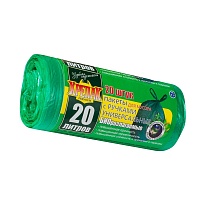 Мешки для мусора 20 л, биоразлагаемые, с ручками, черные, в рулоне 30 шт., ПНД, 10 мкм, 550х440 мм, Крепак, 4607075710047 в Архангельске