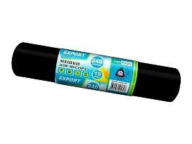 Мешки для мусора 240 л, черные, в рулоне 10 шт., ПВД 80 мкм, 1300х930 мм, EXPORT, exp 24010167 в Архангельске