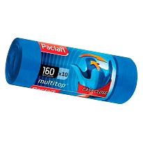 Мешки для мусора 160 л, с ушками, синие, в рулоне 10 шт., ПВД, 30 мкм, 1250х900 мм, PACLAN Multitop, 604064 в Архангельске