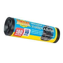 Мешки для мусора 180 л, черные, в рулоне 10 шт., ПНД, 20 мкм, 1150х800 мм, Крепак, 4607075710481 в Архангельске