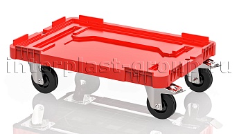 Тележка пластиковая сплошная 2 колеса с тормозом усиленная красная в Архангельске