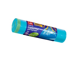 Мешки для мусора 35 л, с завязками, голубые, в рулоне 20 шт., ПНД, 12 мкм, 560х530 мм, GRIFON, 101-061 в Архангельске