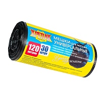 Мешки для мусора 120 л, черные, в рулоне 30 шт., ПНД, 15 мкм, 1100х700 мм, Крепак, 4607075710122 в Архангельске