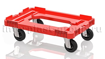 Тележка пластиковая с отверстием без тормозов красная в Архангельске