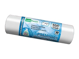 Мешки для мусора 300 л, белые, в рулоне 10 шт., ПВД 70 мкм, 1400х1000 мм, PREMIUM+, 300101602 в Архангельске