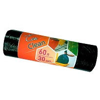 Мешки для мусора 60 л, черные, в рулоне 30 шт., ПНД, 6 мкм, 640х580 мм, Концепция Быта EcoClean, 603890 в Архангельске