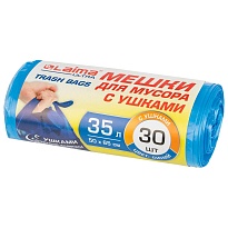 Мешки для мусора 35 л, с ушками, синие, в рулоне 30 шт., ПНД, 11 мкм, 650х500 мм, LAIMA ULTRA, 607684 в Архангельске