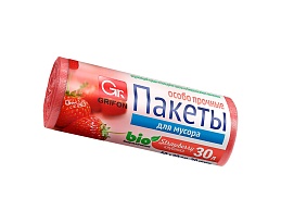Мешки для мусора 30 л, ароматизированные, Клубника, красные, в рулоне 20 шт., ПНД, 9 мкм, 560х530 мм, GRIFON Aroma, 101-020 K в Архангельске