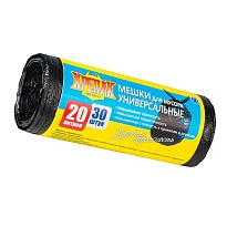 Мешки для мусора 20 л, черные, в рулоне 30 шт., ПНД, 10 мкм, 550х440 мм, Крепак, 4607075710092 в Архангельске