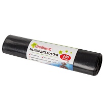 Мешки для мусора 240 л, черные, в рулоне 5 шт., ПВД 30 мкм, 1300х900 мм, Любаша, 605338 в Архангельске