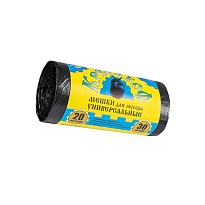 Мешки для мусора 20 л, с ушками, черные, в рулоне 30 шт., ПНД, 10 мкм, 550х440 мм, Крепакоф, 4607075710221 в Архангельске